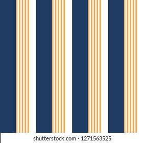Diseño retro sin fisuras con rayas paralelas verticales naranja, azul y blanco.Fondo vectorial.