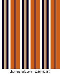 Retro stripe seamless pattern with orange,navy blue and white colors vertical parallel stripes.Vector background.