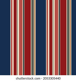 Retro Stripe seamless pattern with Red, Navy blue and white usa colors vertical parallel stripes.Vector abstract background.
