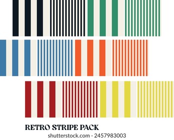 Retro stripe seamless pattern set