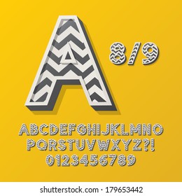 Retro Stripe Style 8/9 Alphabet and Numbers, Eps 10 Vector Editable, No Clipping Masks