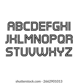 Retro Striped Alphabet and Numbers Vector Typography