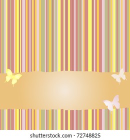 Retro striped background and banner with place for text. Vector.