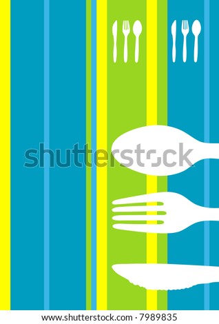 Retro striped background design with cutlery silhouette
