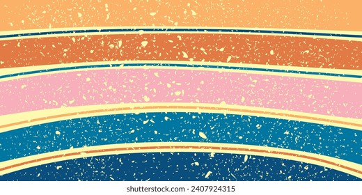 Retro striped background with vintage dirty grunge textures. Vintage background for banner, poster in retro colors form the 1970s 1980s, 70s, 80s, 90s. Graphic design element. Vector illustration