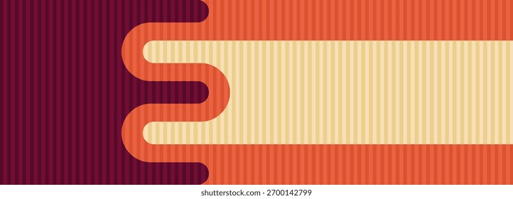 Retro striped background with wavy divider banner.