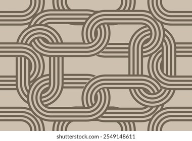 Retro striped circle seamless pattern in 60s, 70s style. Abstract round vintage design element. Sunset or rainbow graphic. Poster, banner, wallpaper. Vector illustration.
