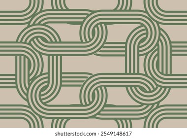 Retro listrado círculo sem emenda padrão em estilo 60s, 70s. Elemento de design vintage redondo abstrato. Gráfico de sol ou arco-íris. Cartaz, banner, papel de parede. Ilustração vetorial.