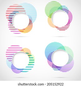 Retro striped circular design elements. Vector illustration