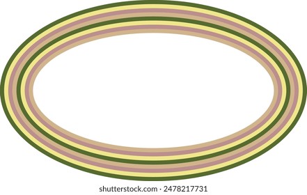 A retro striped ellipse shape border design element.