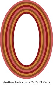 A retro striped ellipse shape border design element.