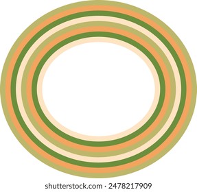 Elemento de diseño de borde con forma de elipse rayada retro.