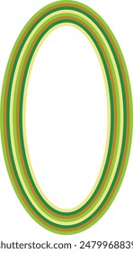 Elemento de diseño de borde con forma de elipse rayada retro.