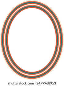 A retro striped ellipse shape border design element.