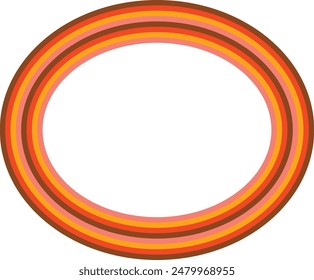 A retro striped ellipse shape border design element.