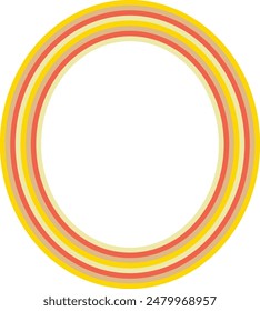 A retro striped ellipse shape border design element.