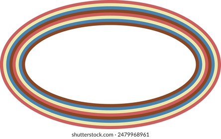 A retro striped ellipse shape border design element.