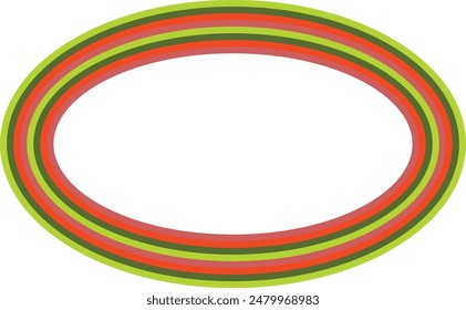 A retro striped ellipse shape border design element.