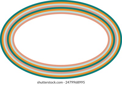 A retro striped ellipse shape border design element.