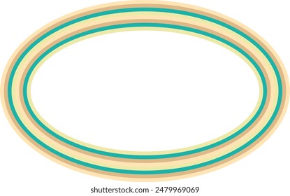 A retro striped ellipse shape border design element.