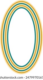 A retro striped ellipse shape border design element.