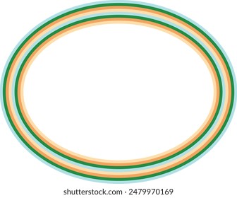 A retro striped ellipse shape border design element.