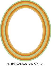 A retro striped ellipse shape border design element.