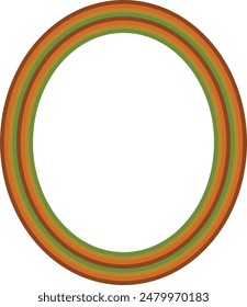 A retro striped ellipse shape border design element.