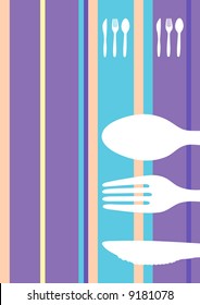 Retro striped food/restaurant/menu design with cutlery silhouette