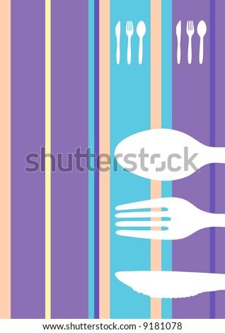 Retro striped food/restaurant/menu design with cutlery silhouette