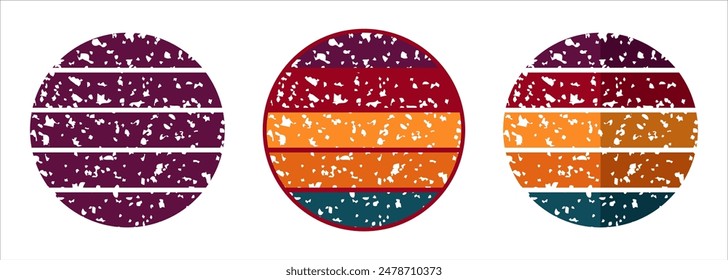 Retro striped print in circle shape