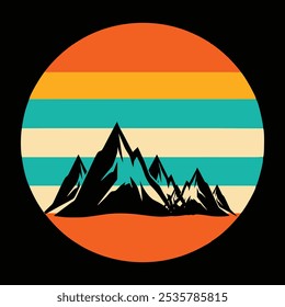 Retro listrado Vintage fundo Vetor Ilustração de Arte com montanha.