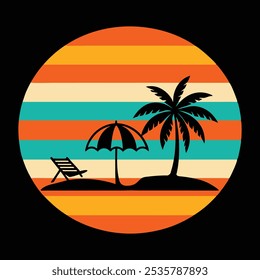 Retro listrado Vintage fundo Vetor Arte Ilustração com férias praia férias.eps