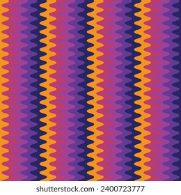 Retro striped wavy seamlepattern. 70s style abstract psychedelic waves flowing simple design. summer wavy stripes childish fabric print. Geometric texture. Vector illustration.