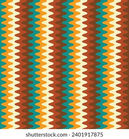 Patrón de marea ondulada retro. Olas psicodélicas abstractas de estilo años 70 fluyendo de diseño simple. estampado de tela infantil de rayas onduladas de verano. Textura geométrica. Ilustración vectorial.
