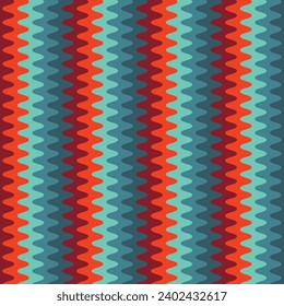 Retro striped wavy seamlepattern. 70s style abstract psychedelic waves flowing simple design. summer wavy stripes childish fabric print. Geometric texture. Vector illustration.