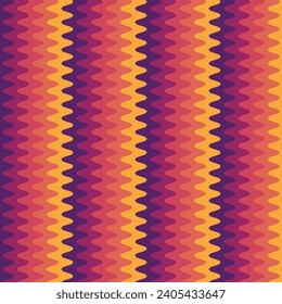 Retro striped wavy seamlepattern. 70s style abstract psychedelic waves flowing simple design. summer wavy stripes childish fabric print. Geometric texture. Vector illustration.