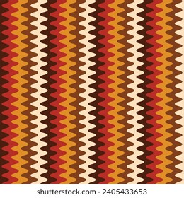 Retro striped wavy seamlepattern. 70s style abstract psychedelic waves flowing simple design. summer wavy stripes childish fabric print. Geometric texture. Vector illustration.