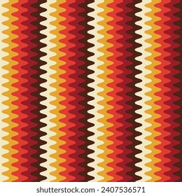 Retro striped wavy seamlepattern. 70s style abstract psychedelic waves flowing simple design. summer wavy stripes childish fabric print. Geometric texture. Vector illustration.