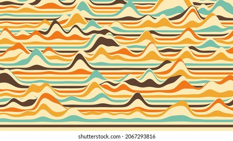 Retro rayas fondo colorido distorsionado. Fondo de rizo procesal con efecto de ilusión óptica