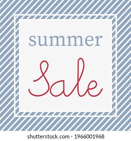 retro stripy blue and white summer sale banners and posters
