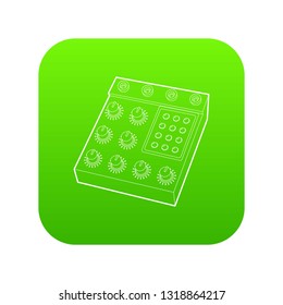 Retro studio equalizer icon green vector isolated on white background