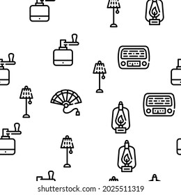 Retro Stuff Devices Vector Seamless Pattern Thin Line Illustration