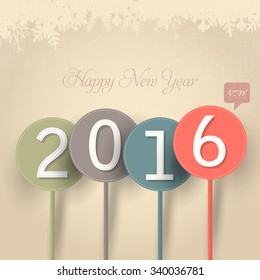 Retro Style 2016 Number Sticks Illustration Vector Background, Greeting Card Design