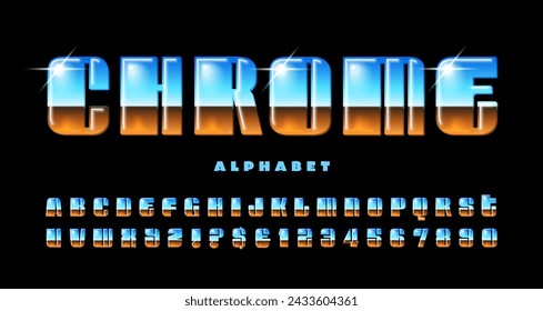 A retro style 3d effect shiny chrome alphabet