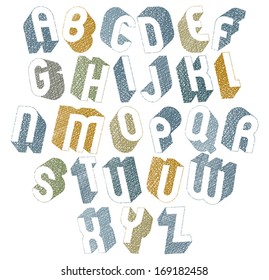 Retro style 3d font with hand drawn lines texture.