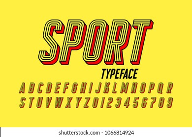 Retro style 3d font, vector illustration