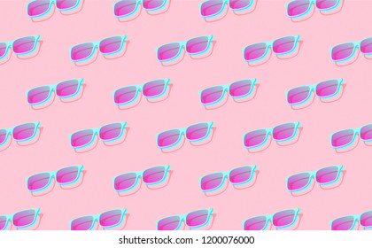 Retro style 3D glasses on pink background. creative poster design for web, promotion, ad, social media, cover, landing page, billboard.