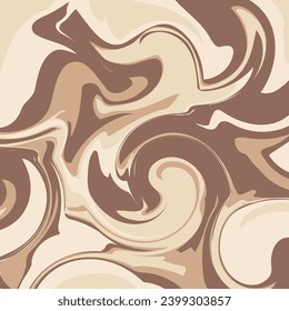 Retro style 60s 70s earthy colours liquid marble vector seamless pattern. Abstract groovy coffee aesthetics background.