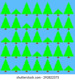 Retro style 8 bit forest vector illustration